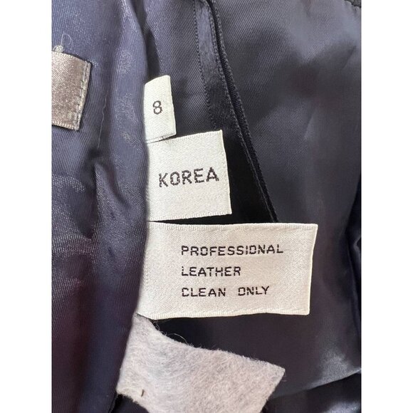 Mario Zarelli Womens Leather Pencil Skirt Blue Knee Length Lined 8 - Picture 10 of 11